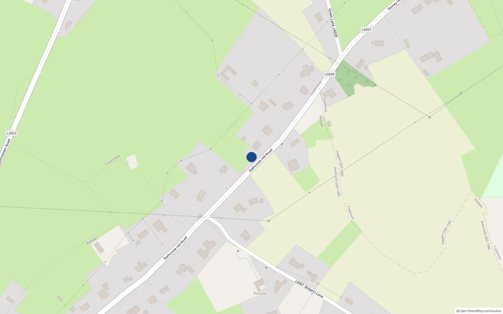 Overhead map showing the location of Mount Carmel, Crockshane, Rathcoole, Co. Dublin