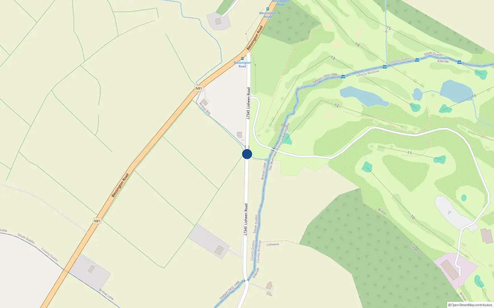 Overhead map showing the location of Lisheen Road
