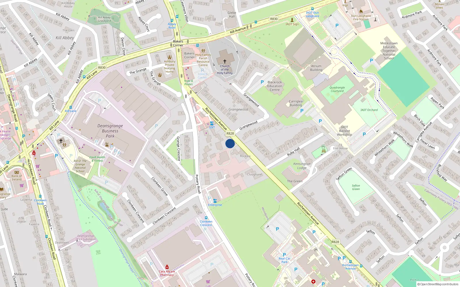Overhead map showing the location of Murchison, 12 Rochestown Avenue, Dun Laoghaire