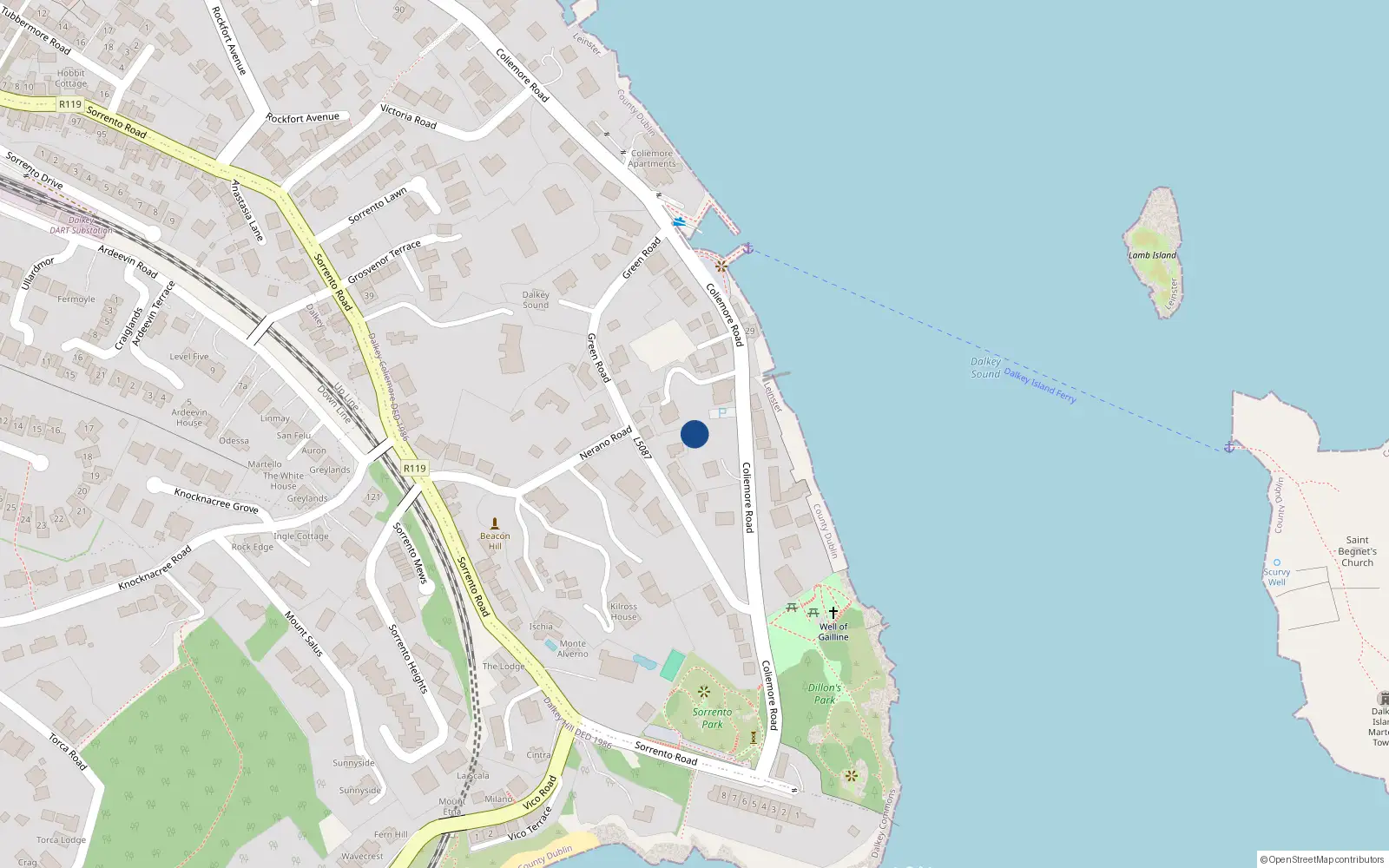 Overhead map showing the location of Dalkey Commons, Dublin, Co. Dublin