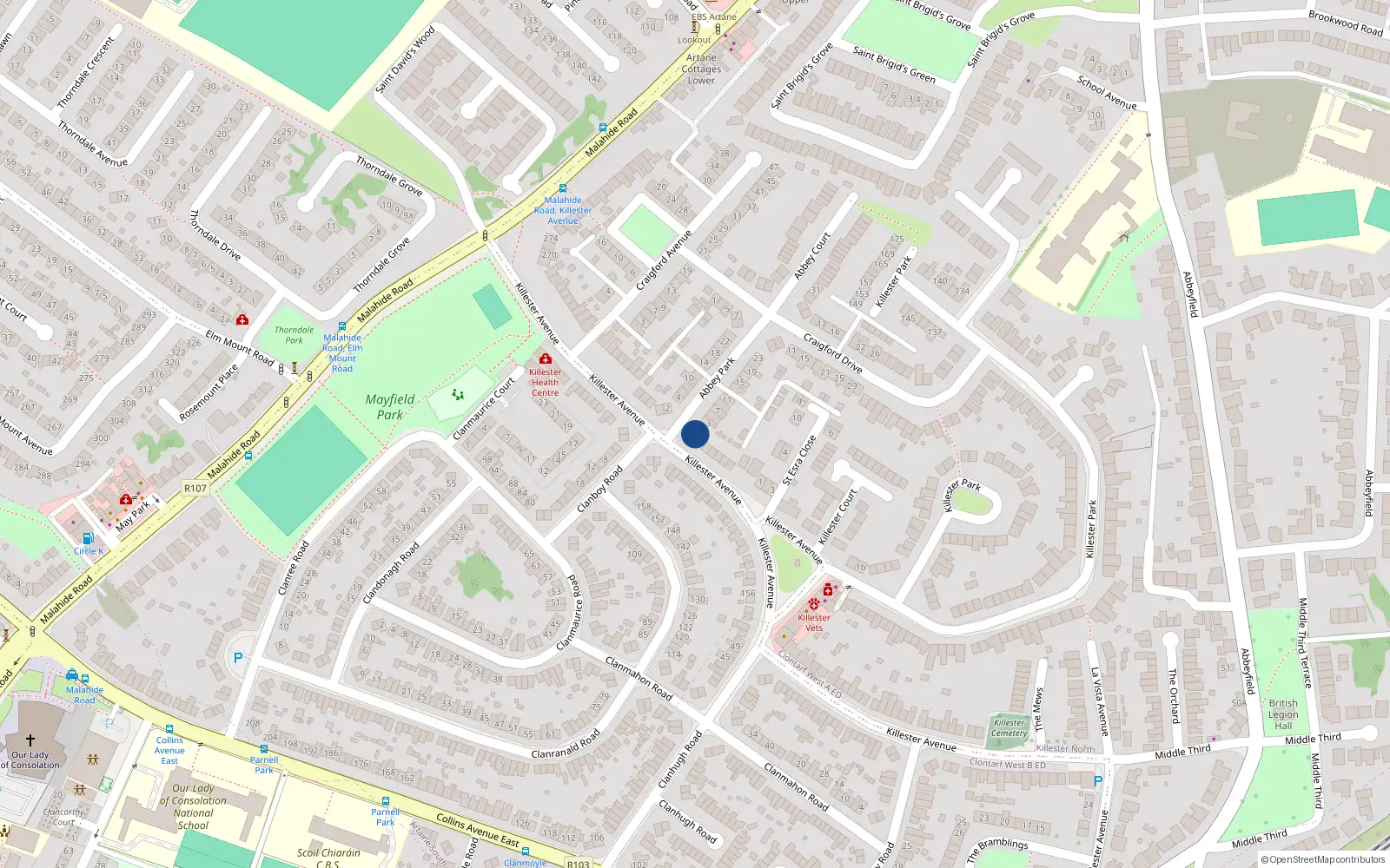 Overhead map showing the location of No. 1, 1 Abbey Park, Dublin 5