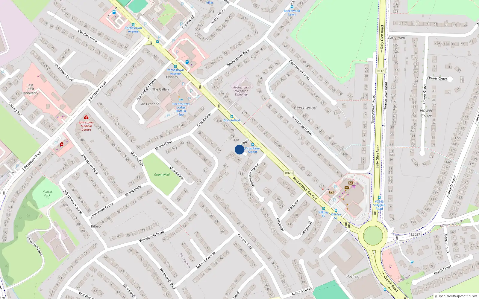 Overhead map showing the location of 1 Boulders, Dun Laoghaire