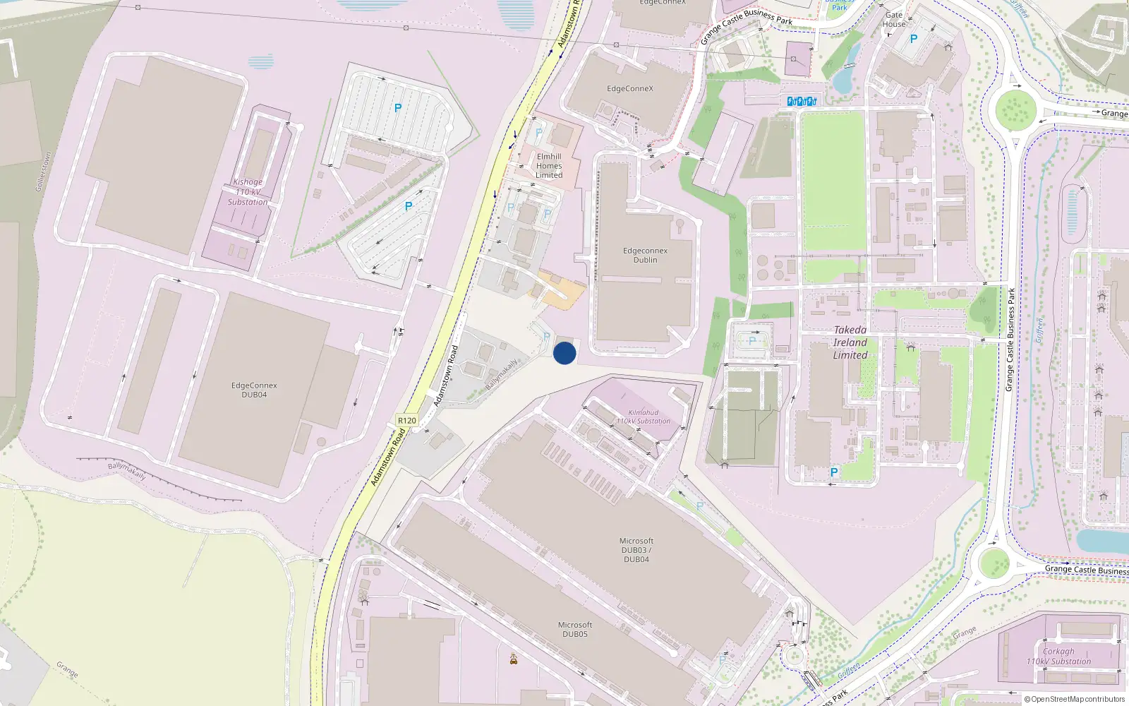 Overhead map showing the location of No 1 Grange House, Newcastle Road, Lucan