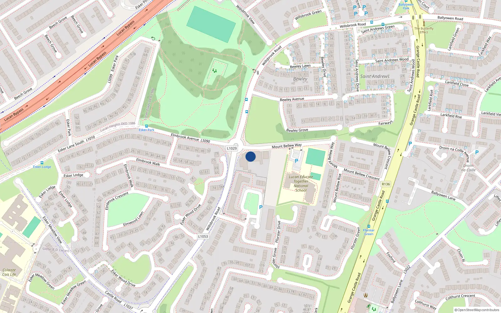 Overhead map showing the location of No. 12, 12 Fforster Terrace, Lucan