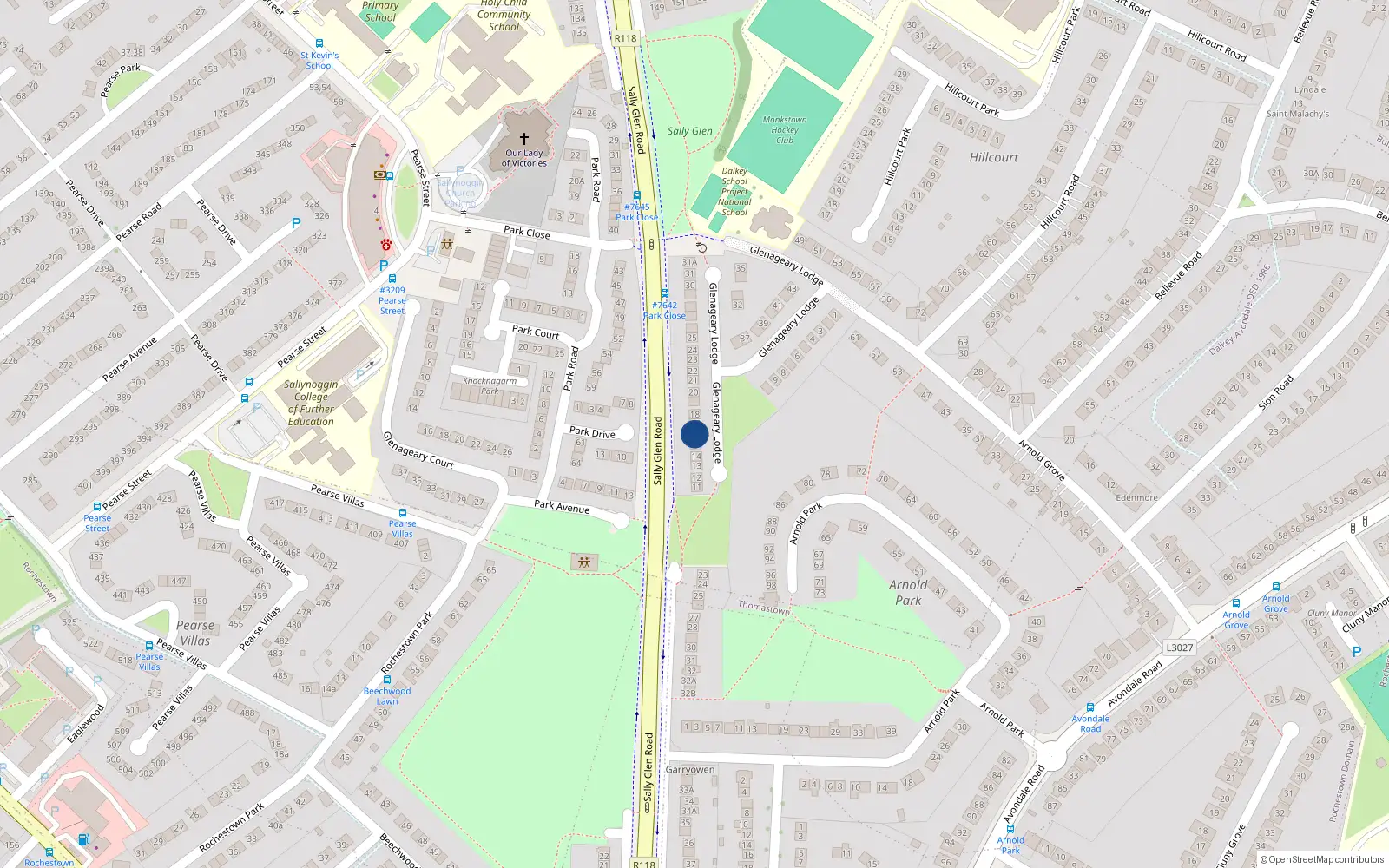 Overhead map showing the location of No. 16, 16 Glenageary Lodge, Glenageary
