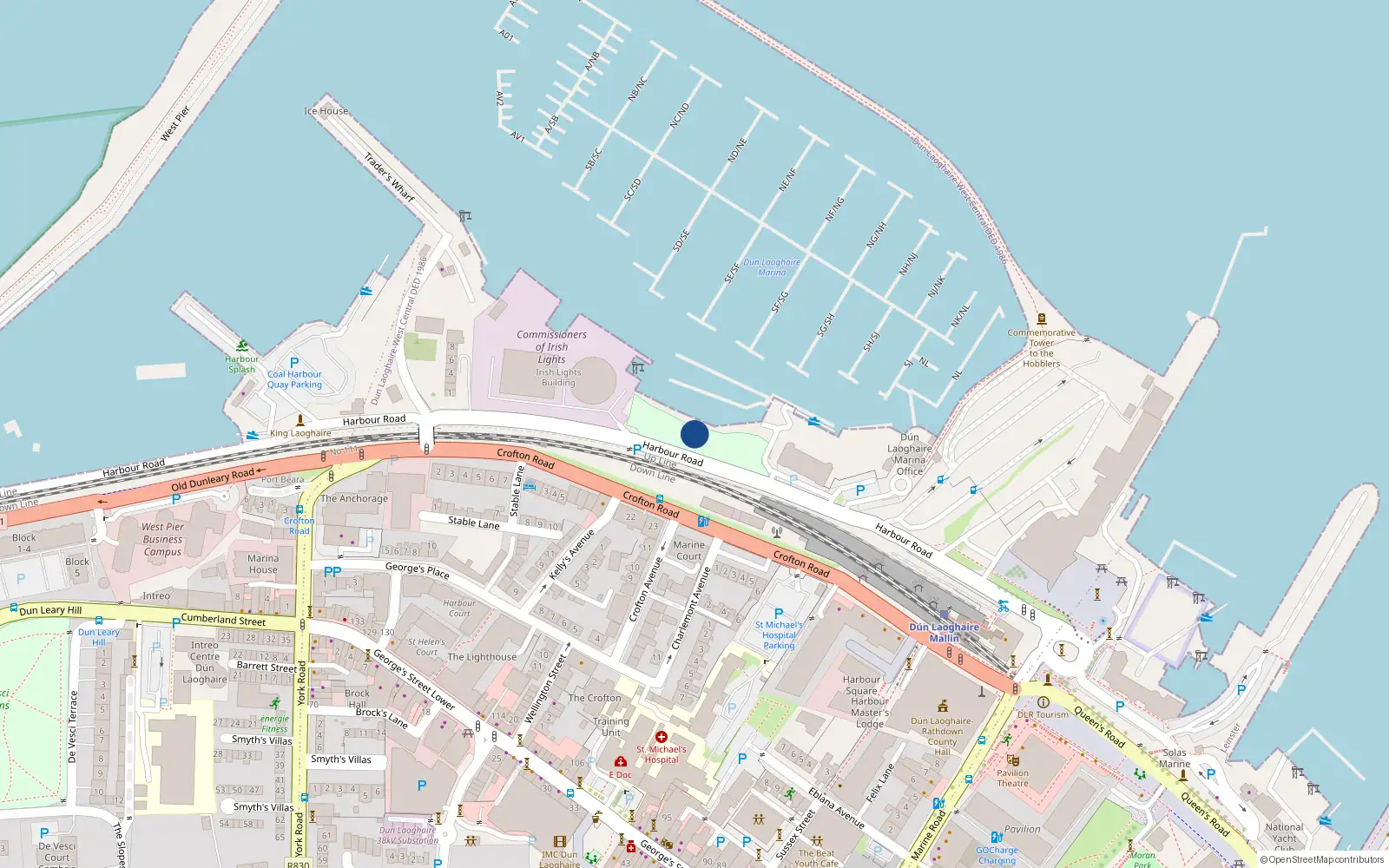 Overhead map showing the location of No. 17 the Green Kensington Lodge, Roschestown Avenue, Dun Laoghaire