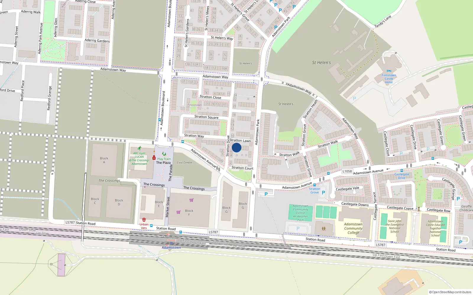 Overhead map showing the location of 2 Stratton Lawn, Lucan