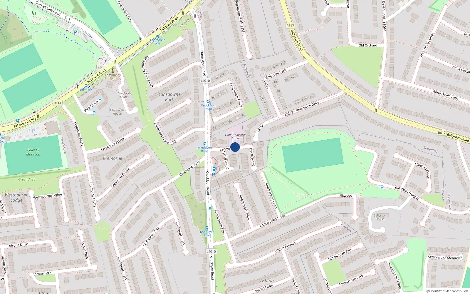 Overhead map showing the location of No 2 the Lodge, Hersil Wood, Knocklyon