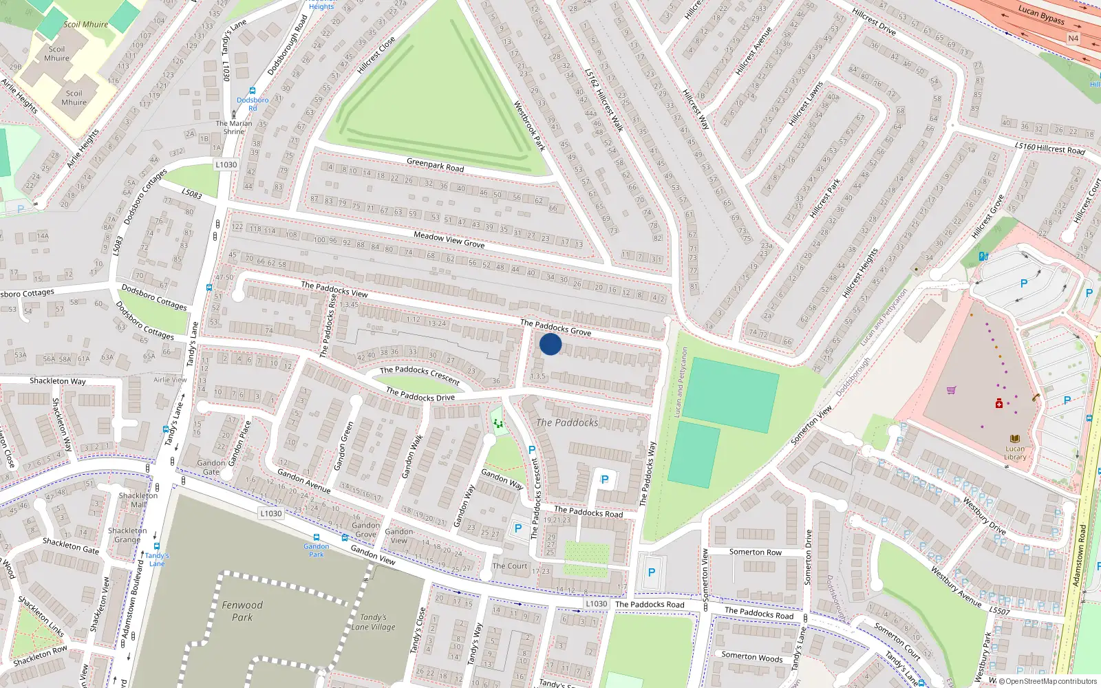 Overhead map showing the location of 25 The Paddocks Grove, Lucan