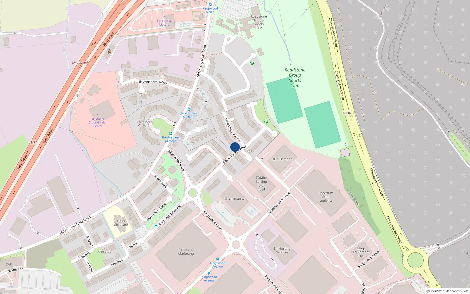Overhead map showing the location of 37 Silken Park Avenue, Dublin 22
