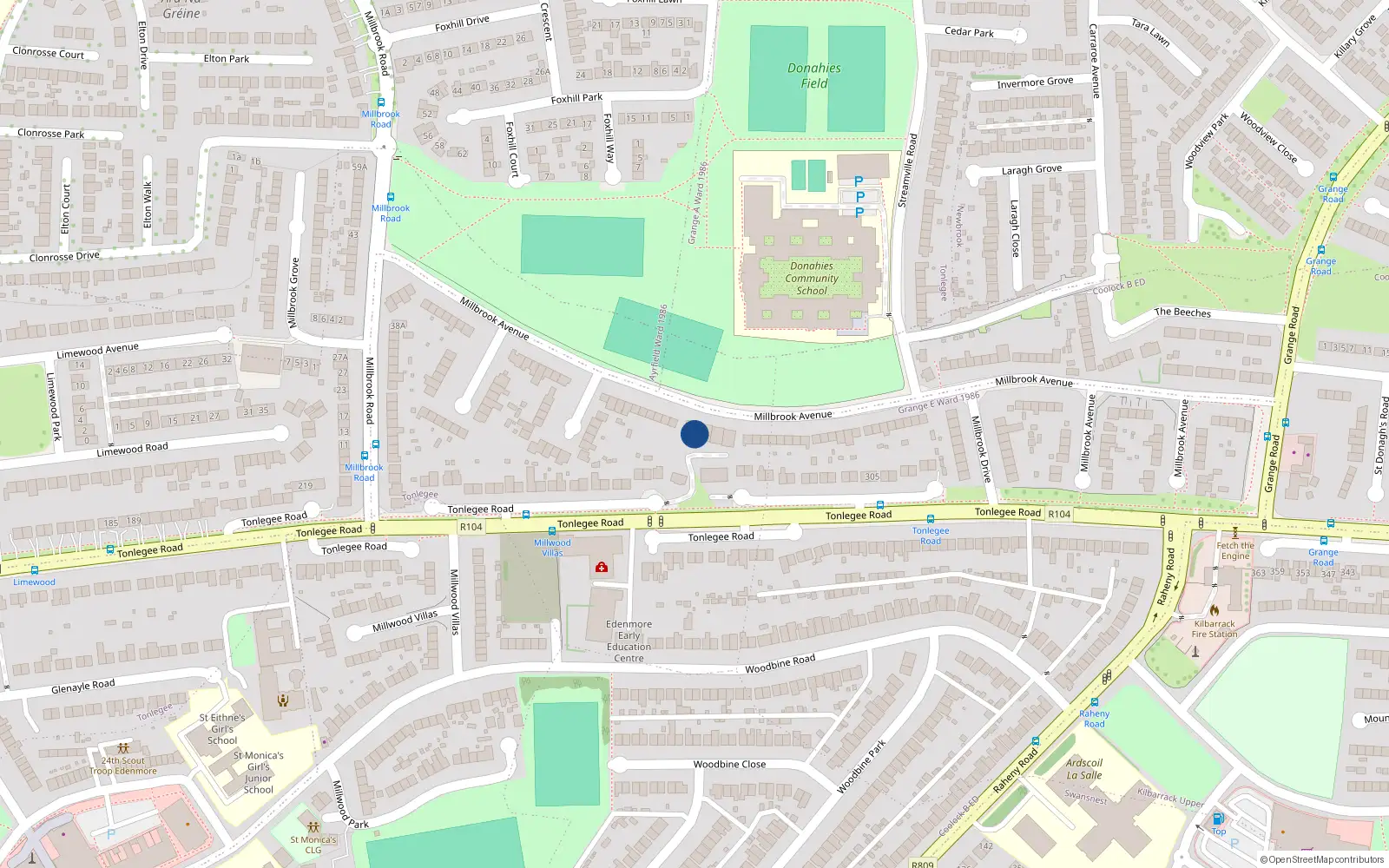 Overhead map showing the location of 6 The Gables, Dublin 5