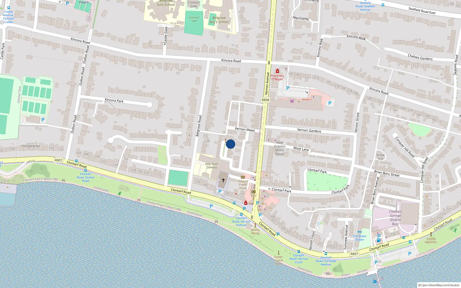 Overhead map showing the location of 9 Saint Joseph's Square, Dublin 3