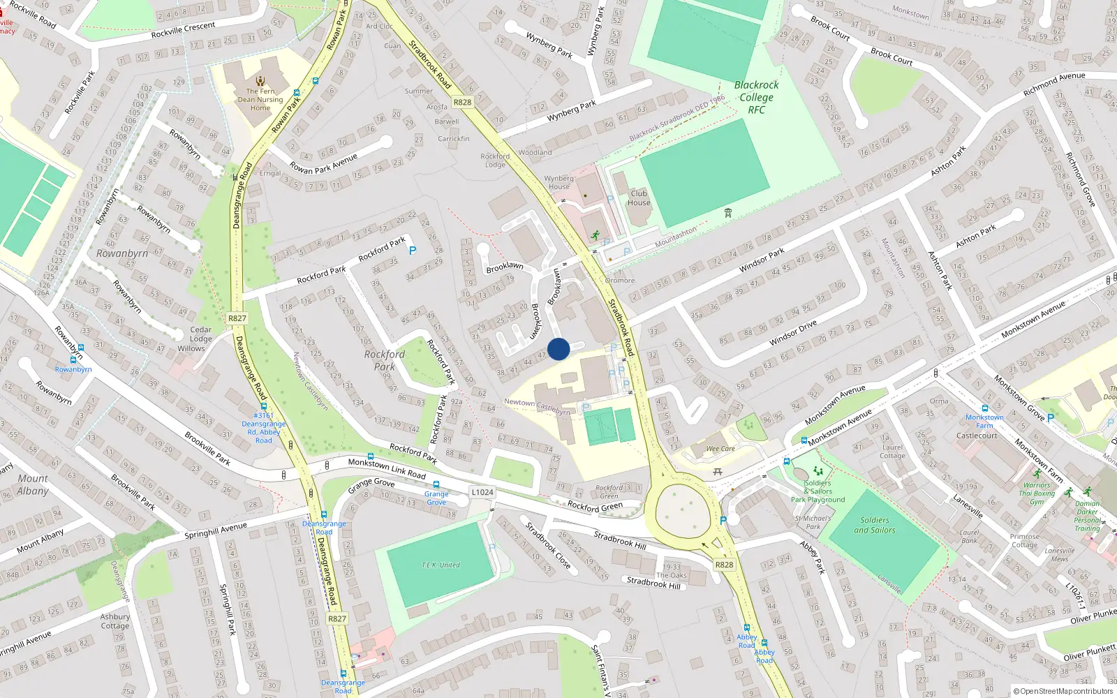 Overhead map showing the location of 90 Rockford Manor, Blackrock