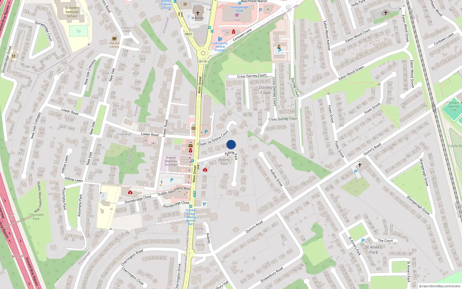 Overhead map showing the location of No.5, 5 Aubrey Park, Dublin 18