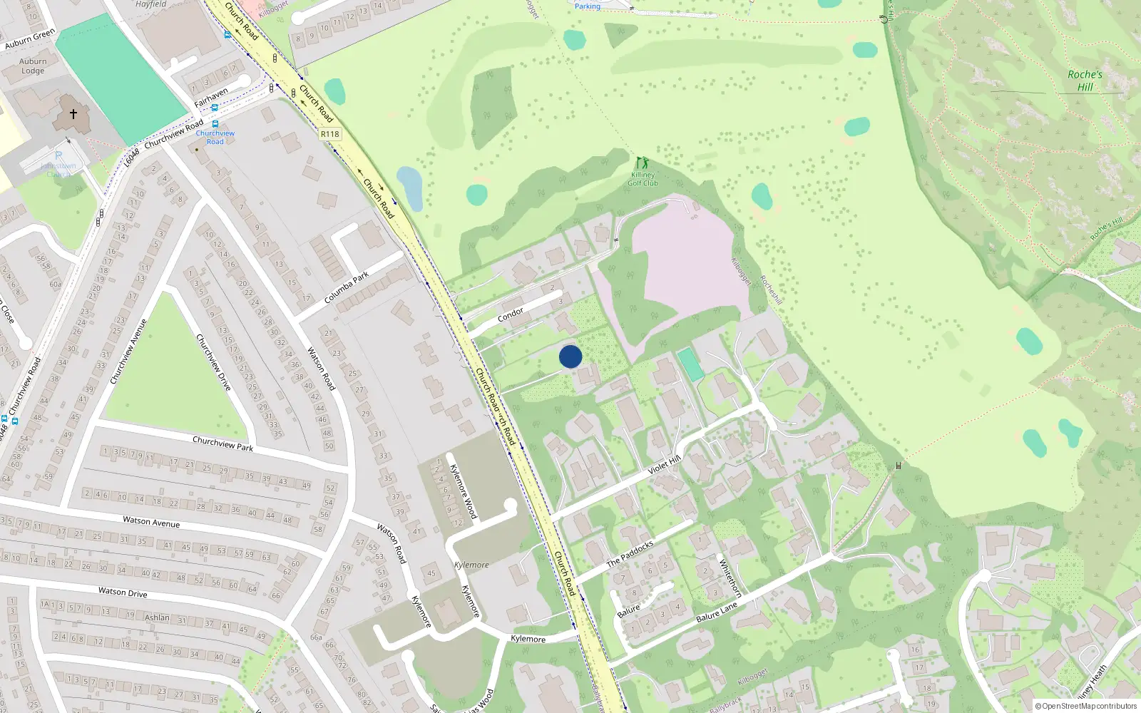 Overhead map showing the location of Kilbogget, Dublin, Co. Dublin