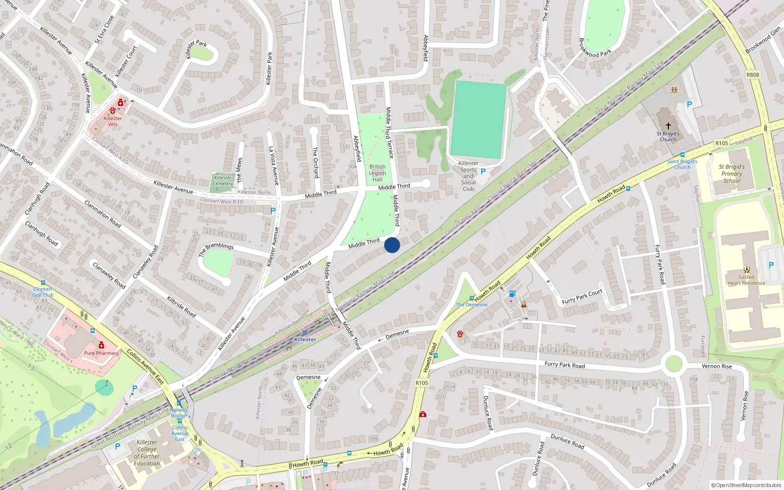 Overhead map showing the location of Middle Third, Dublin 5
