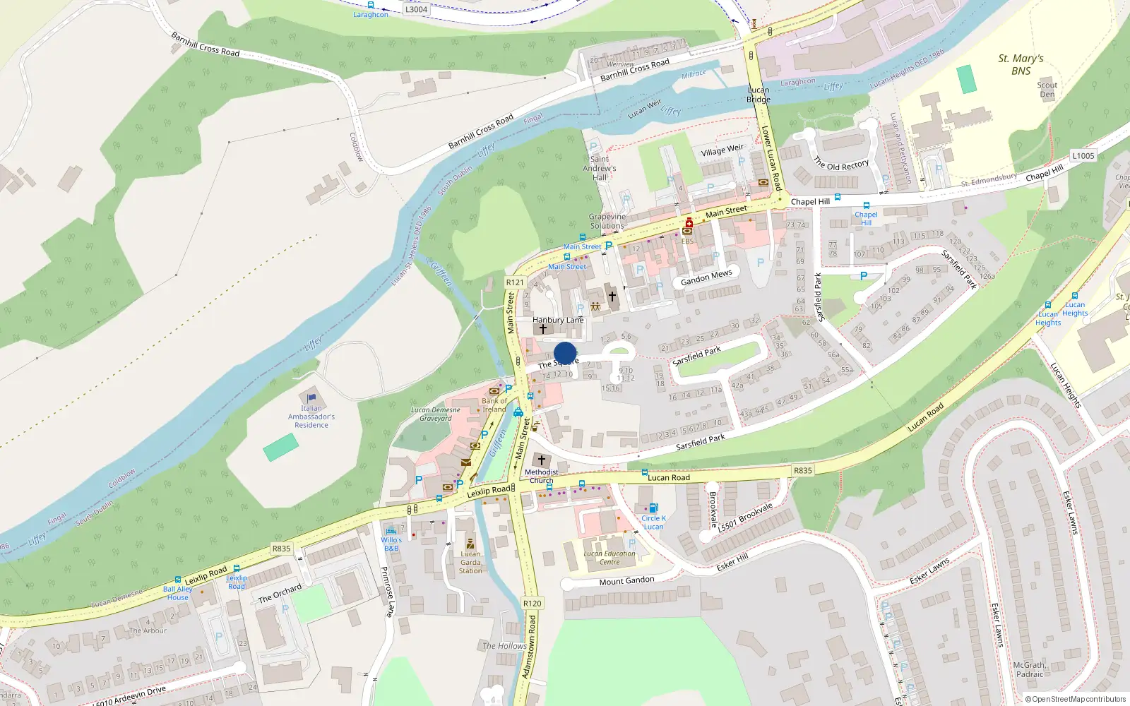 Overhead map showing the location of 6 The Square, Lucan