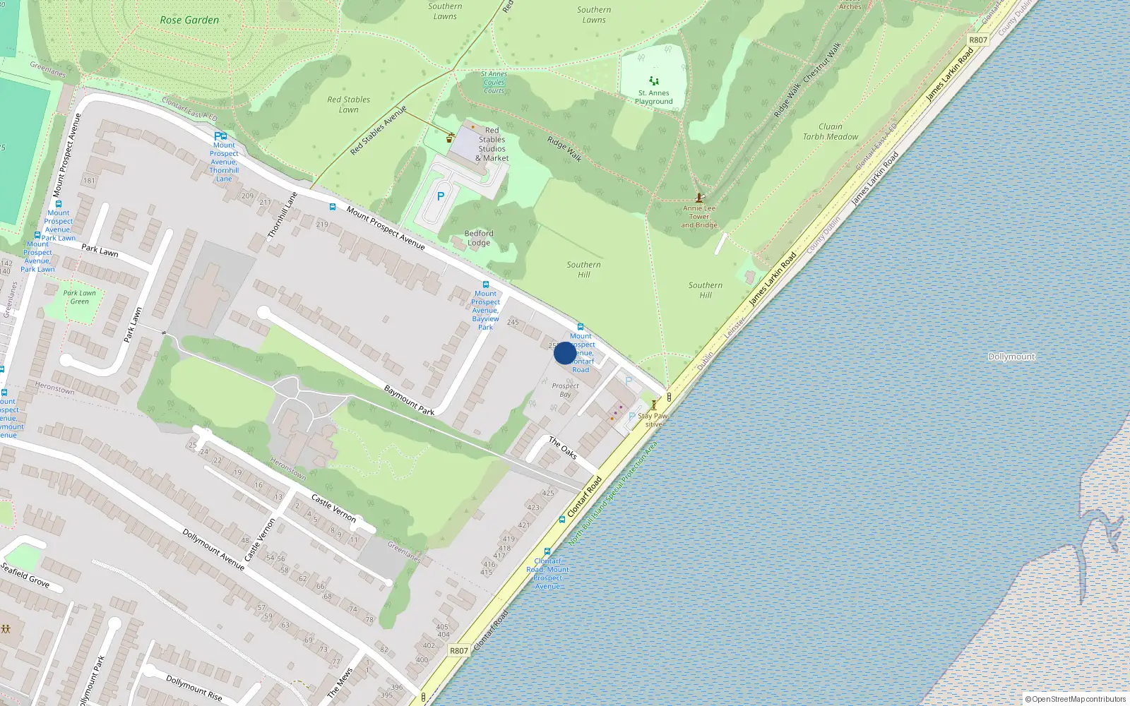 Overhead map showing the location of 257 Mount Prospect Avenue, Dublin 3