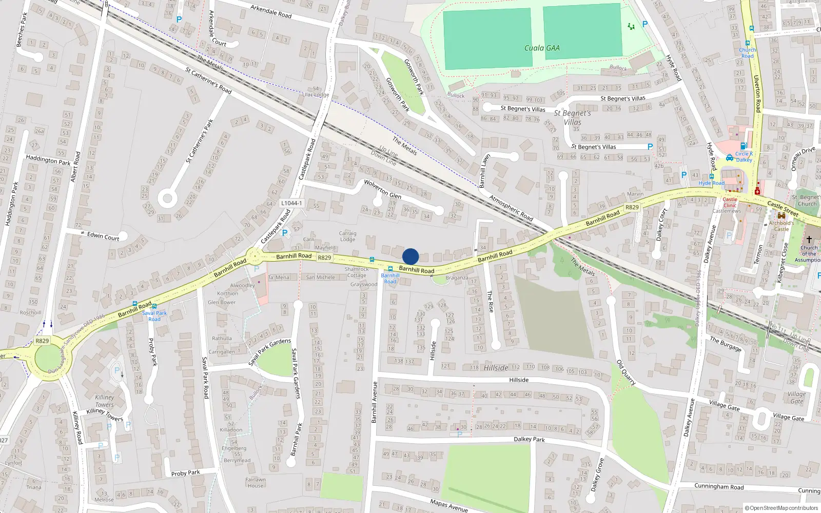 Overhead map showing the location of Dalkey, Dublin, Co. Dublin