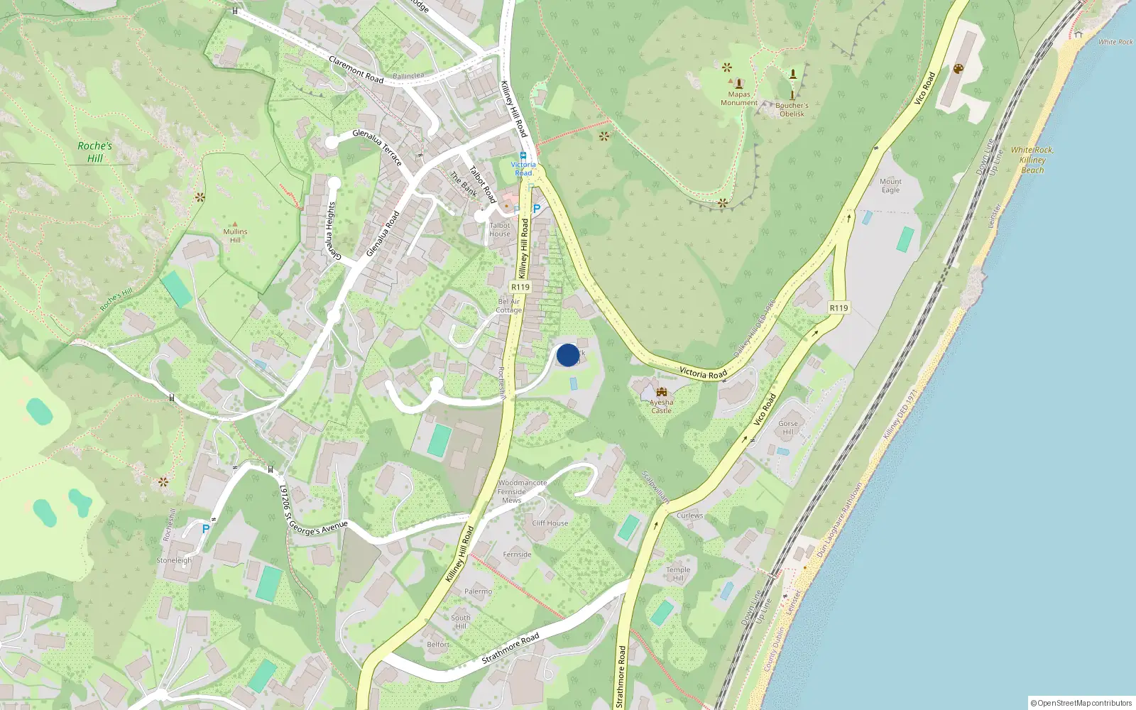 Overhead map showing the location of Scalpwilliam Or Mount Mapas, Dublin, Co. Dublin