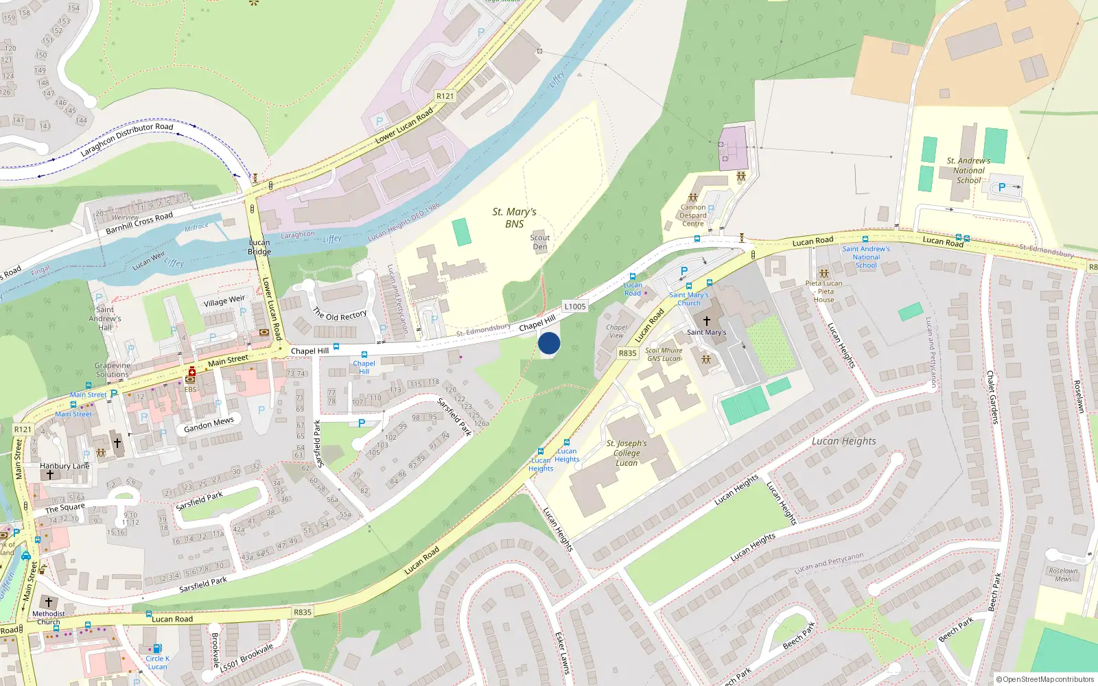 Overhead map showing the location of Chapel Hill, Lucan