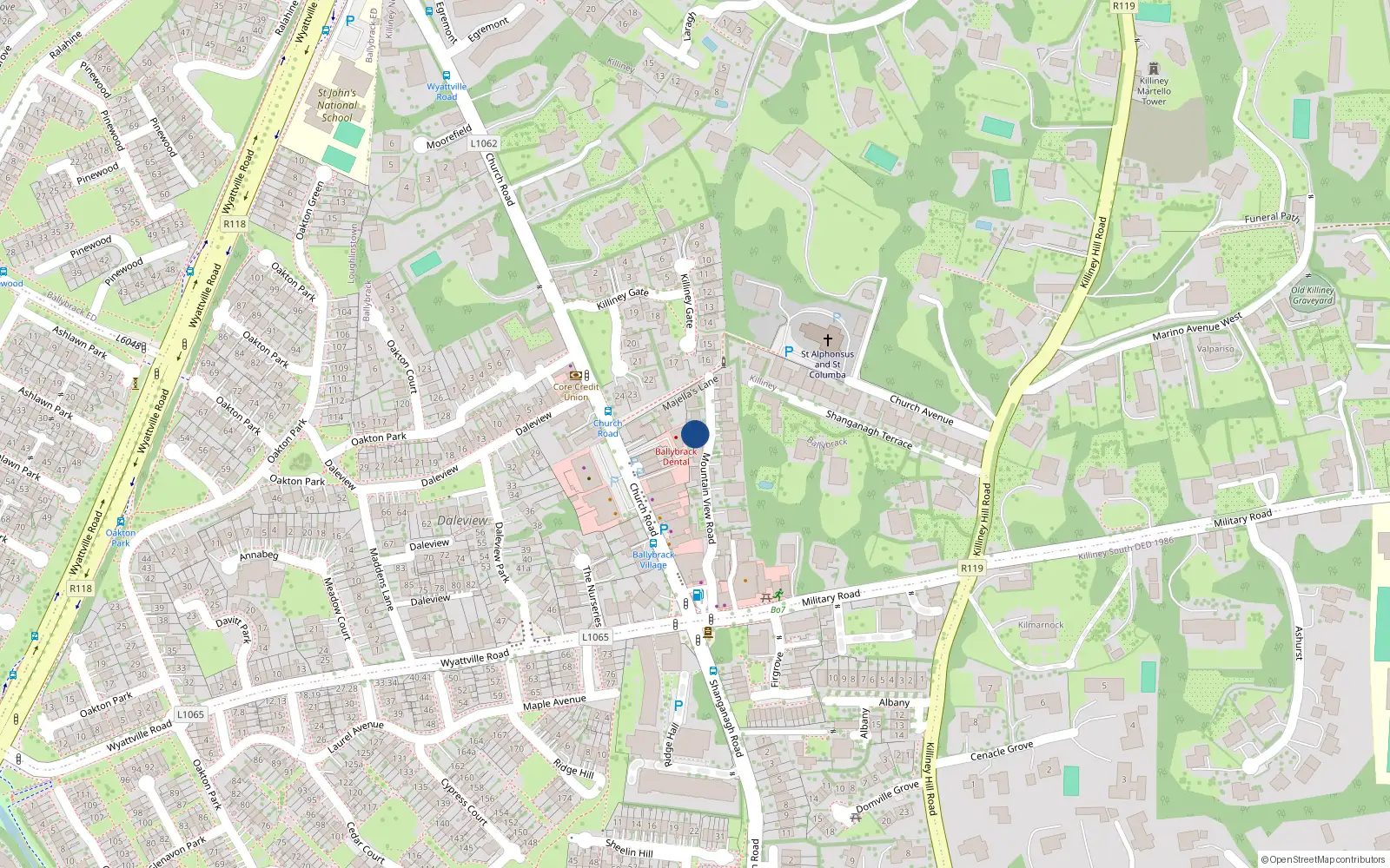 Overhead map showing the location of Ballybrack, Dublin, Co. Dublin