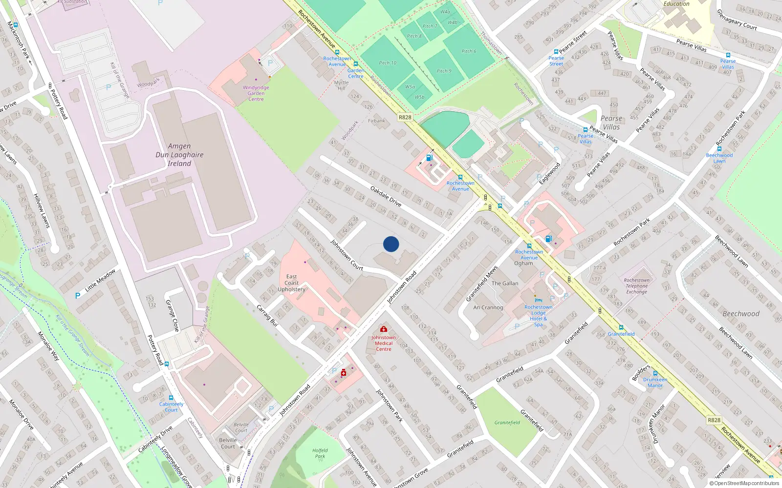 Overhead map showing the location of Johnstown Court, Dun Laoghaire