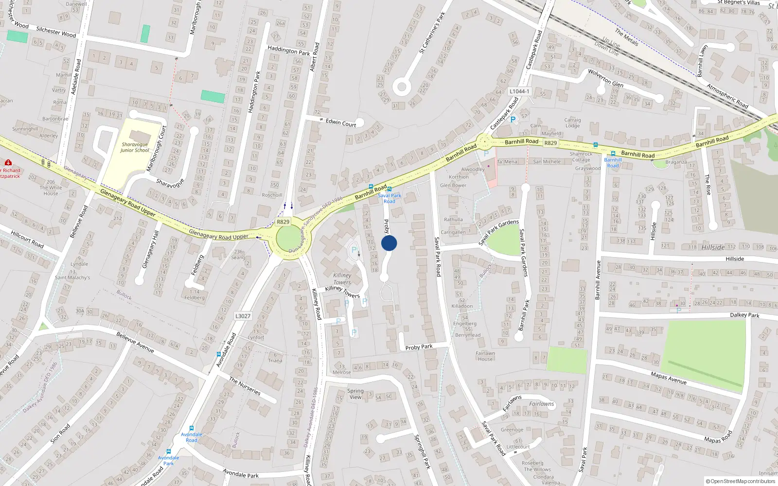 Overhead map showing the location of Proby Park, Dalkey Dublin 1