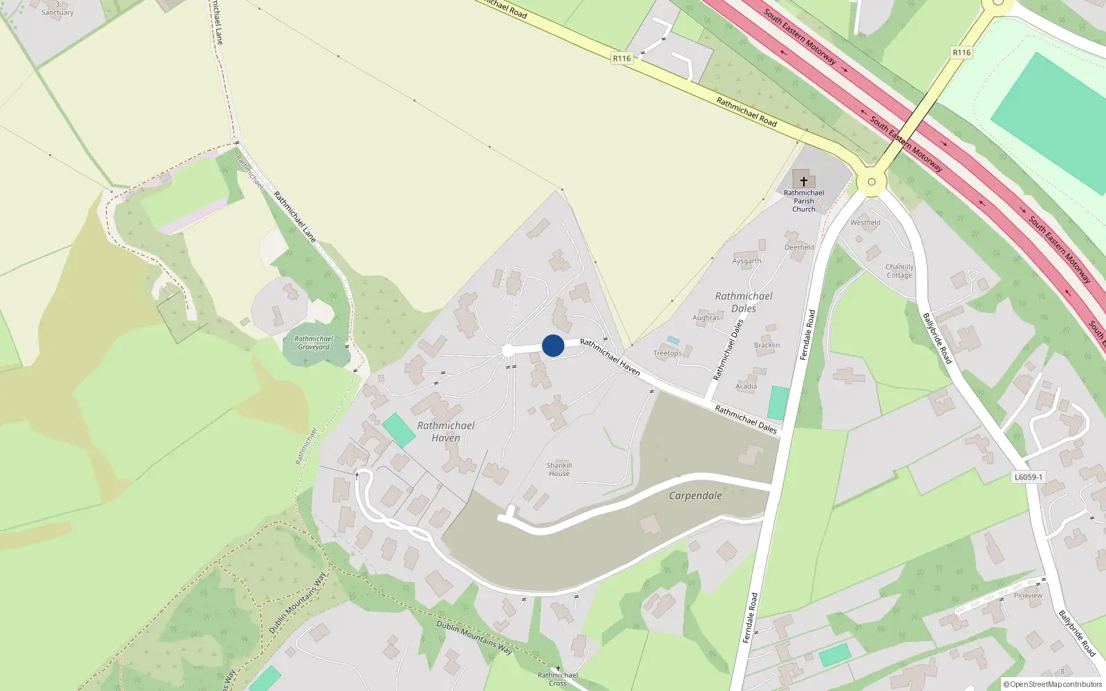 Overhead map showing the location of Rathmichael Haven, Dublin