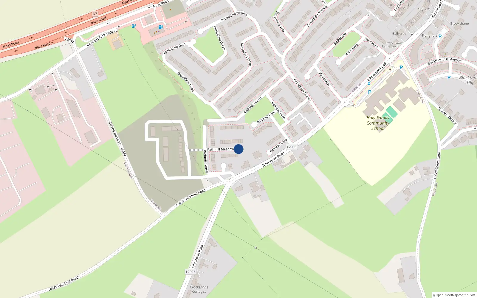 Overhead map showing the location of 15 Rathmill Meadows, Tootenhill