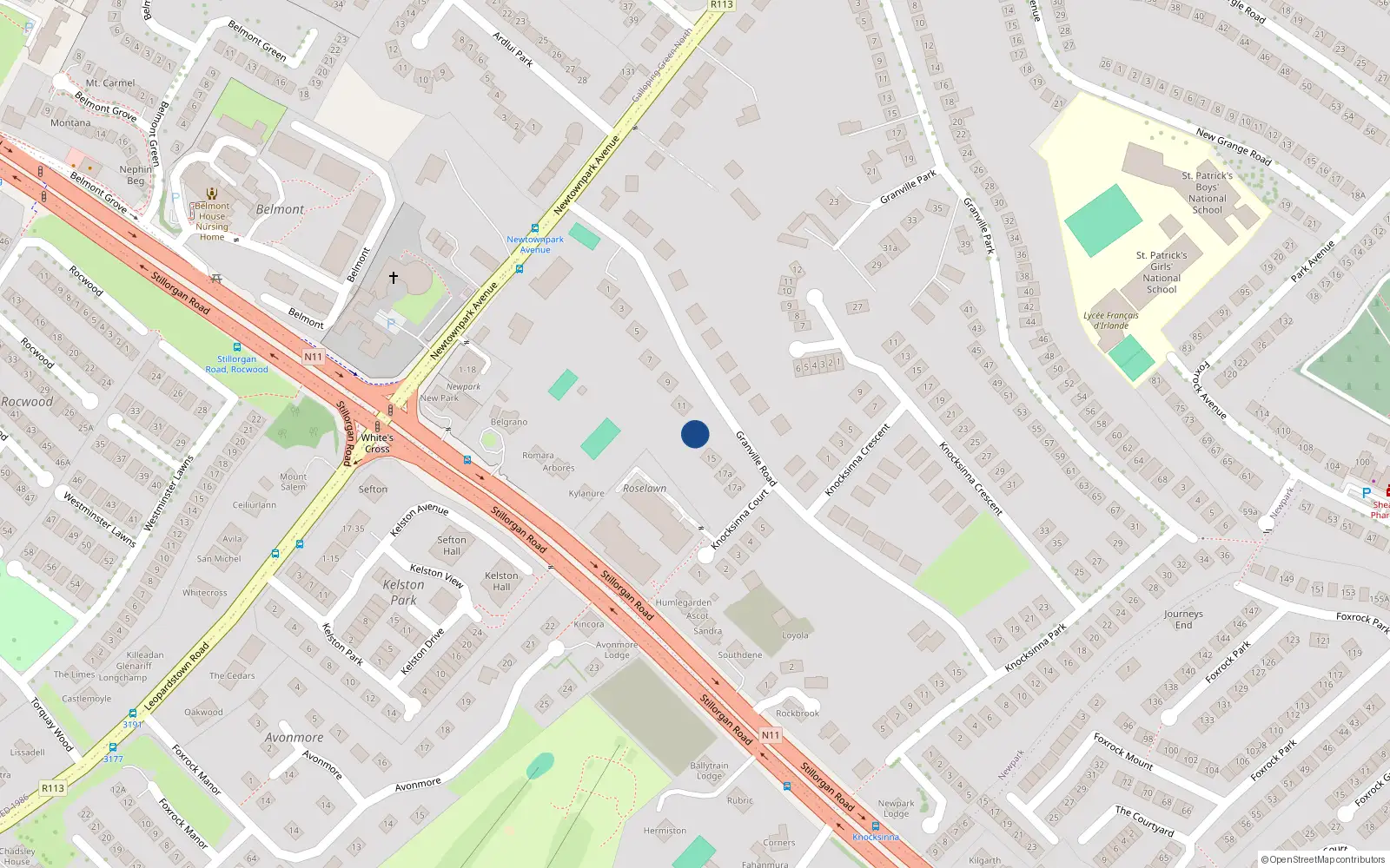 Overhead map showing the location of Newpark, Dublin, Co. Dublin