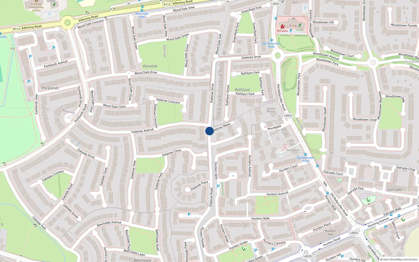 Overhead map showing the location of Rear 353 Daltree Road, Ballycullen, Firhouse