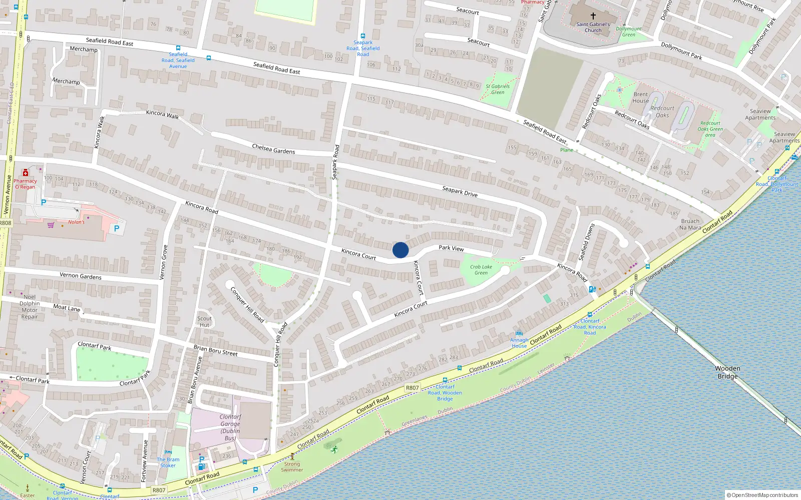 Overhead map showing the location of 21 Kincora Court, Dublin 3
