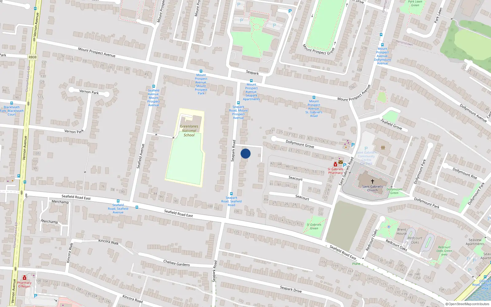 Overhead map showing the location of 22 Seapark Road, Dublin 3