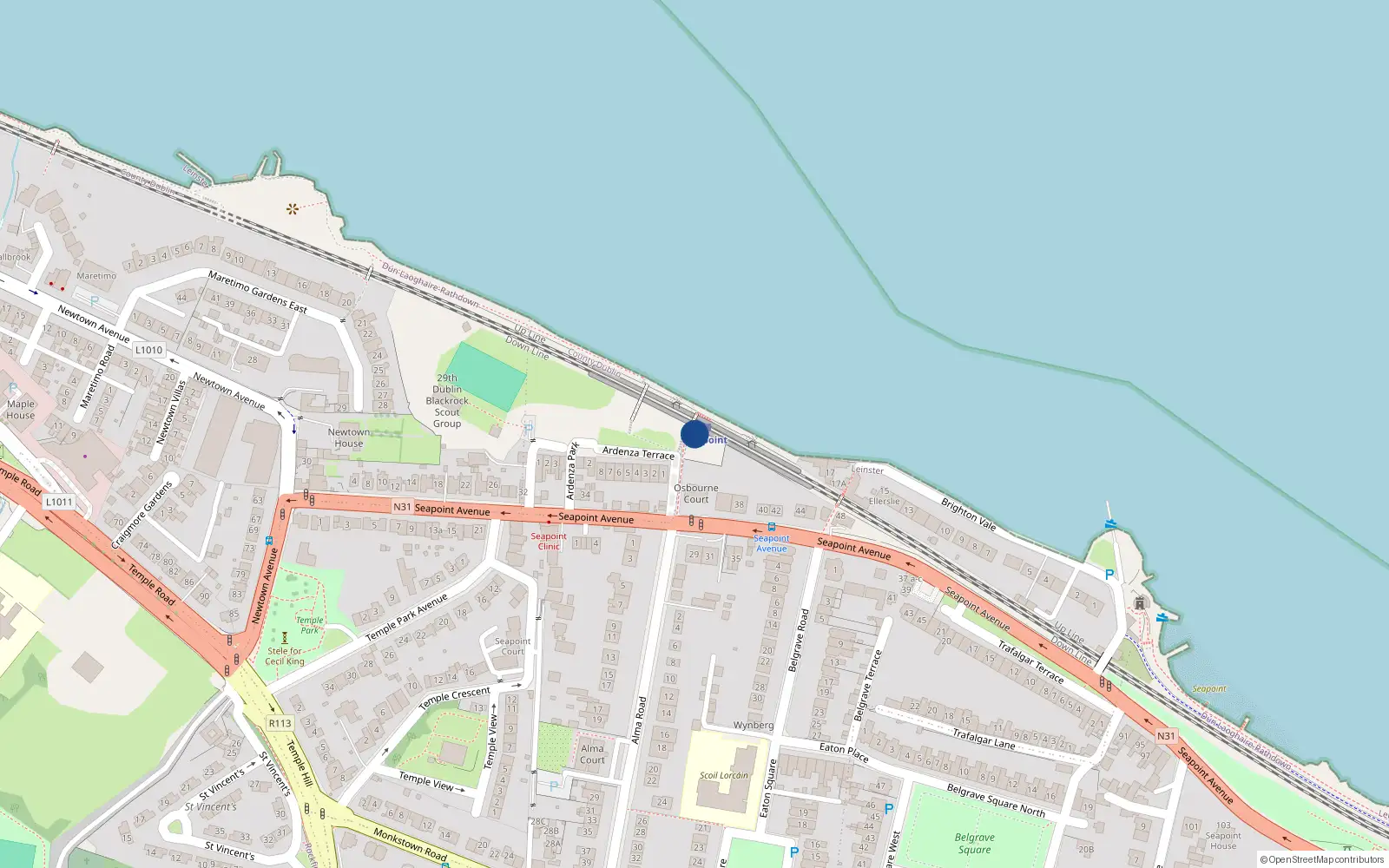 Overhead map showing the location of Rinn Na Mara, Blackrock