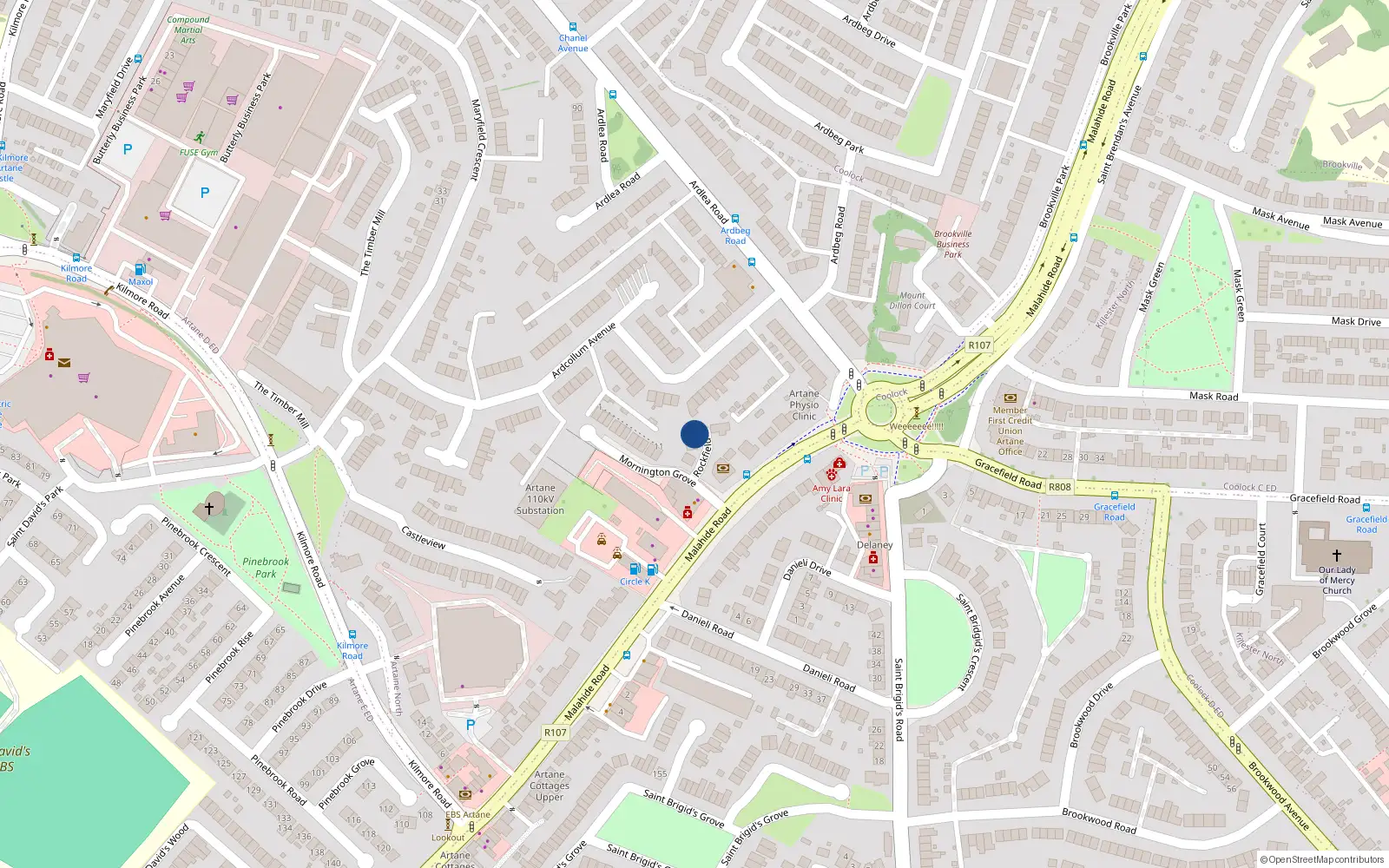 Overhead map showing the location of Mornington Grove, Dublin 5