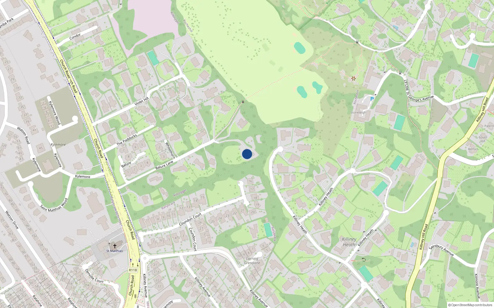 Overhead map showing the location of Kilbogget, Dublin, Co. Dublin