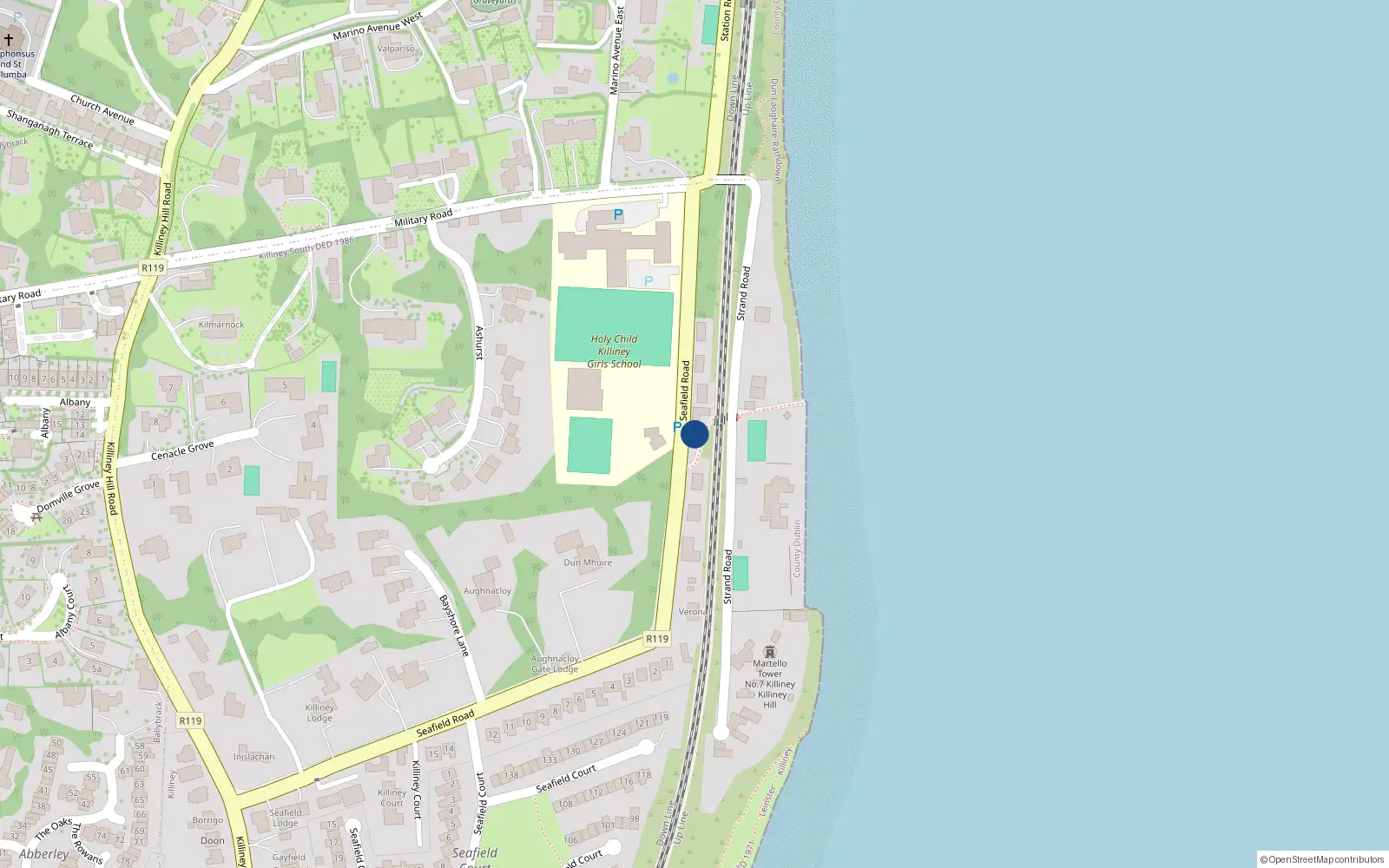 Overhead map showing the location of Killiney, Dublin, Co. Dublin