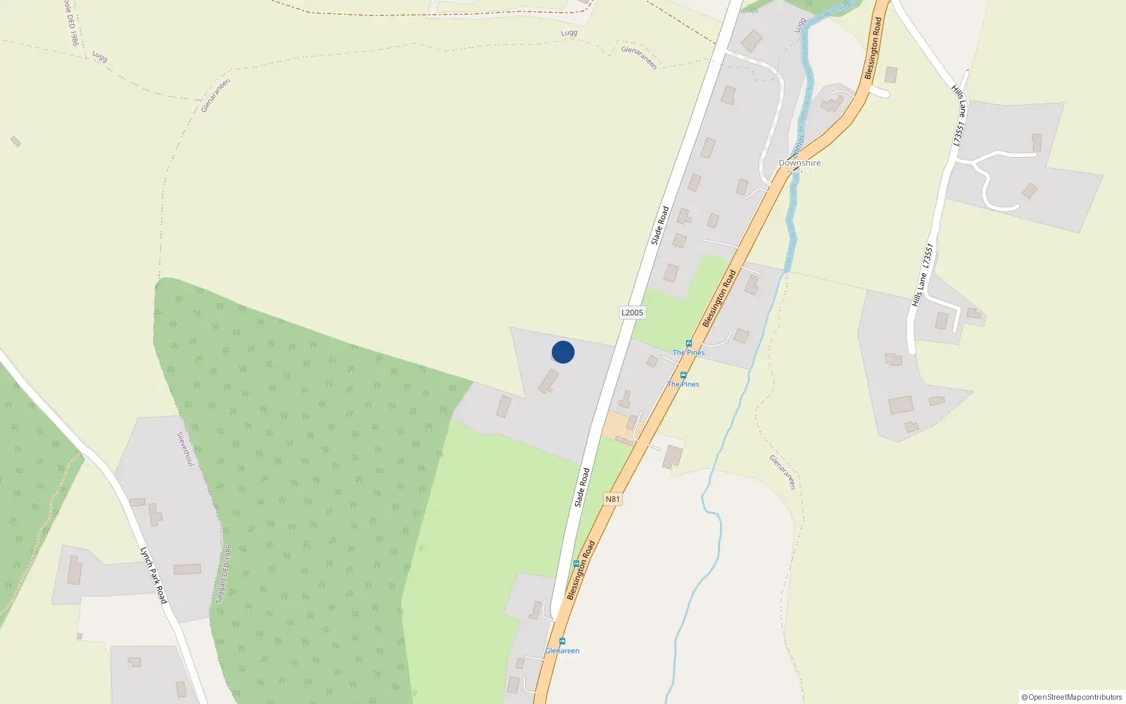 Overhead map showing the location of Saffron Meadow House, Crooksling, Saggart, Co. Dublin