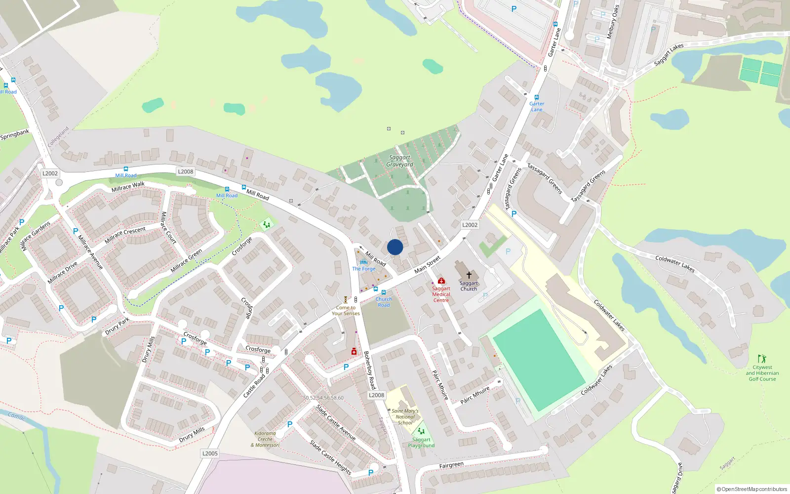 Overhead map showing the location of Saggart Hill Mews, Saggart