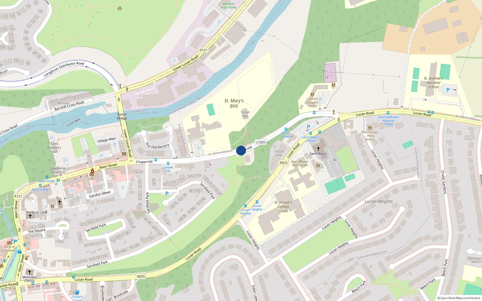 Overhead map showing the location of Chapel Hill, Lucan