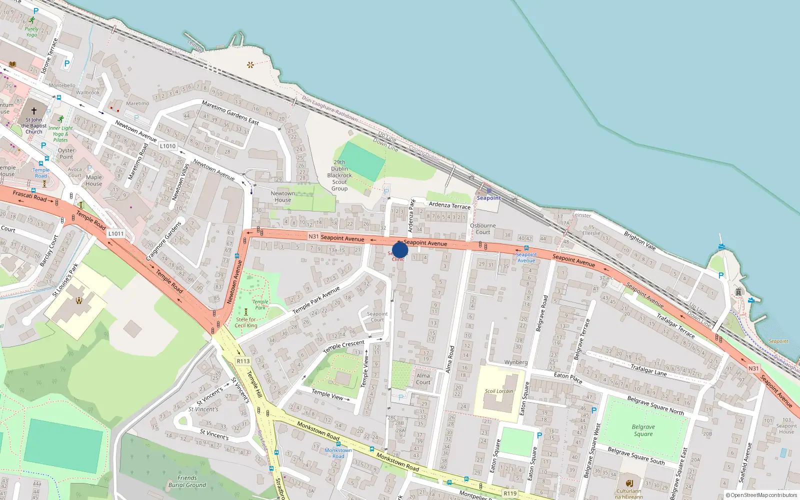 Overhead map showing the location of Seapoint House, 25 Seapoint Avenue, Monkstown