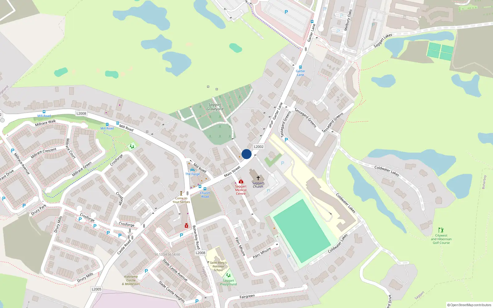 Overhead map showing the location of Sexton Cottage, Main St, Saggart