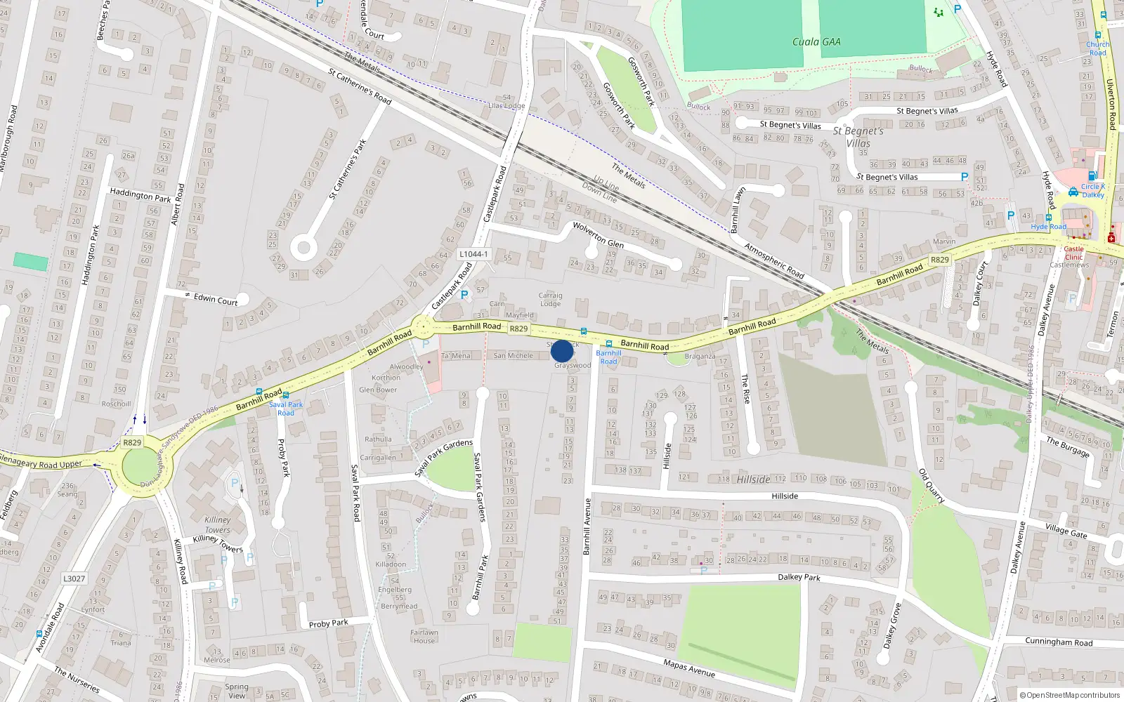 Overhead map showing the location of Dalkey, Dublin, Co. Dublin