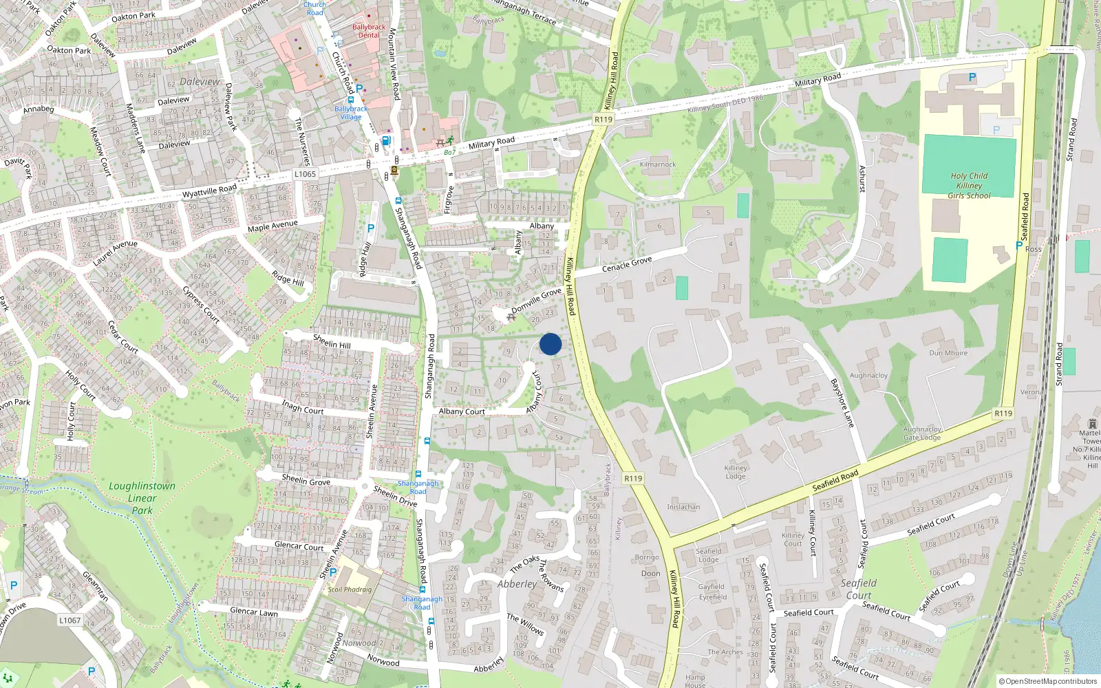 Overhead map showing the location of 8 Albany Court, Ballybrack