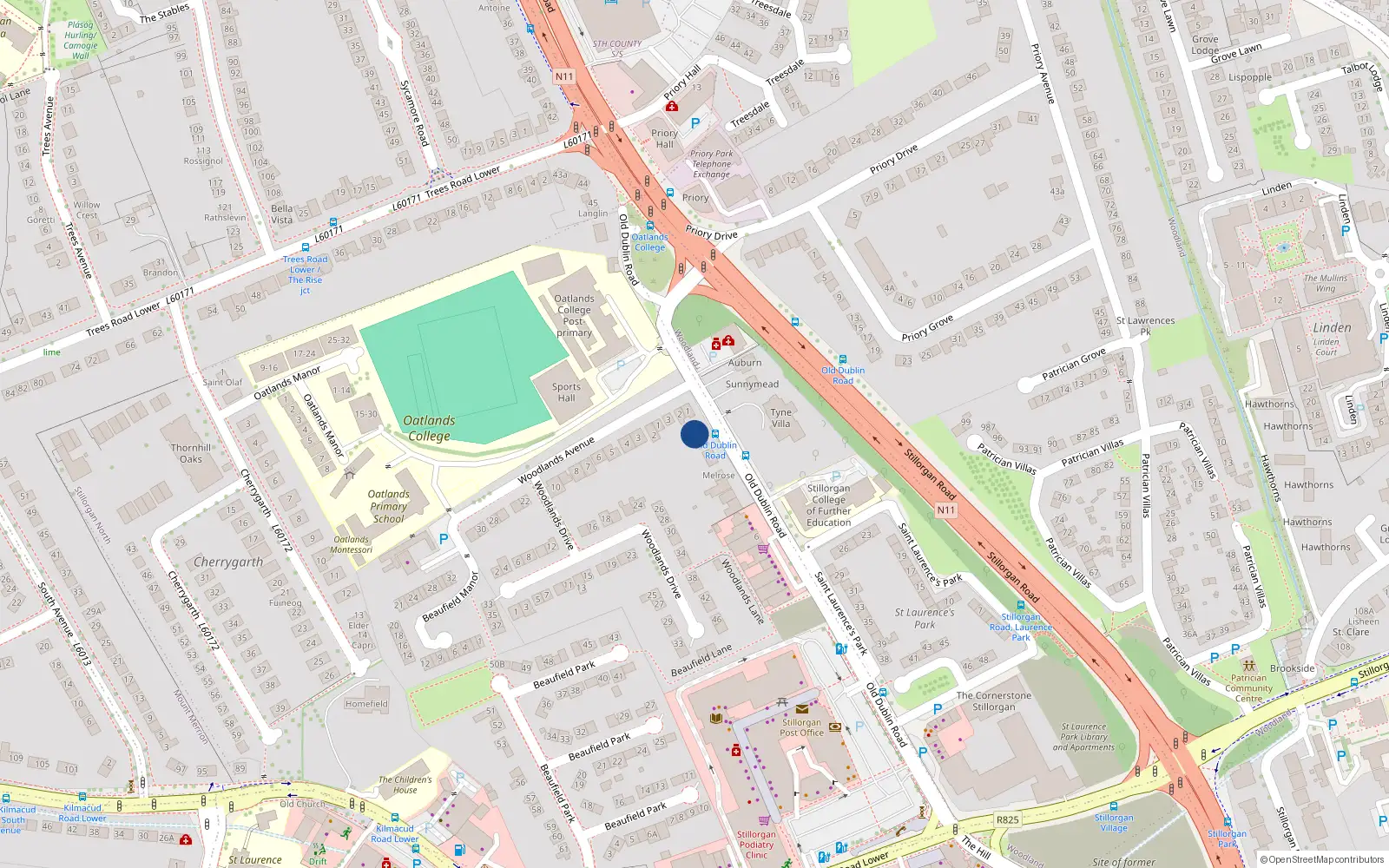 Overhead map showing the location of Stillorgan North, Dublin, Co. Dublin