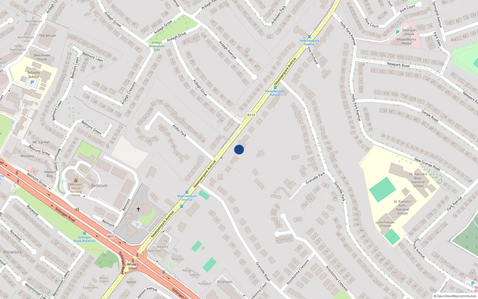 Overhead map showing the location of Newpark, Dublin, Co. Dublin