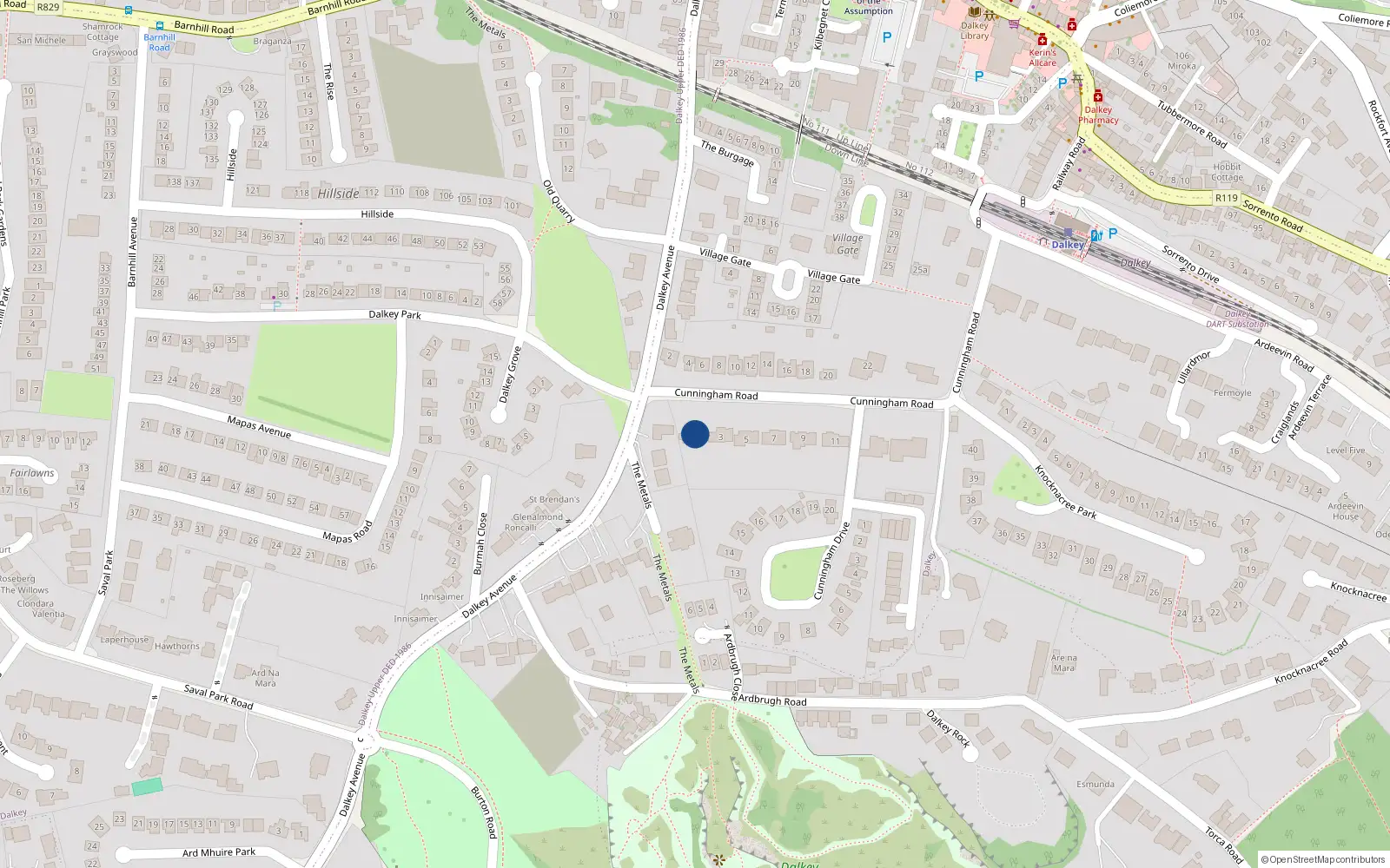 Overhead map showing the location of Dalkey, Dublin, Co. Dublin