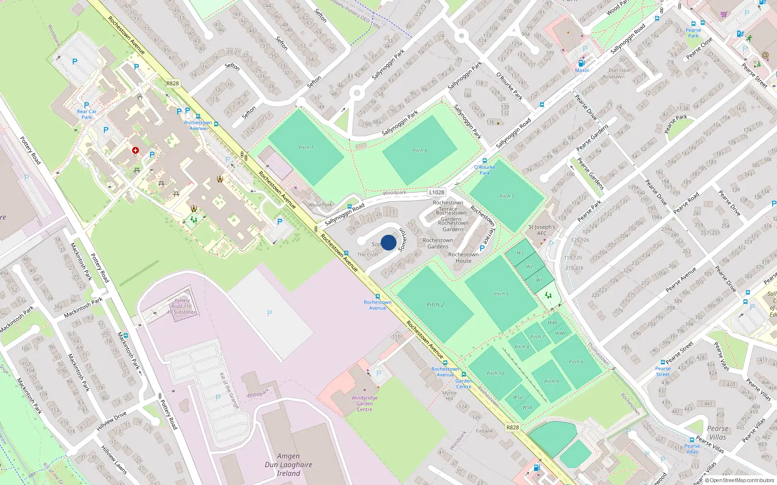 Overhead map showing the location of Somerton, Dun Laoghaire