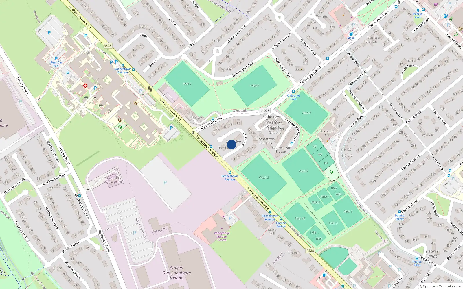 Overhead map showing the location of Rochestown, Dublin, Co. Dublin
